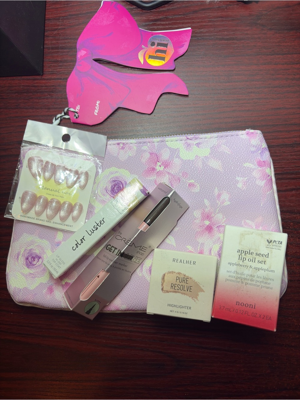 Floral Cosmetic Pouch with Beauty Set